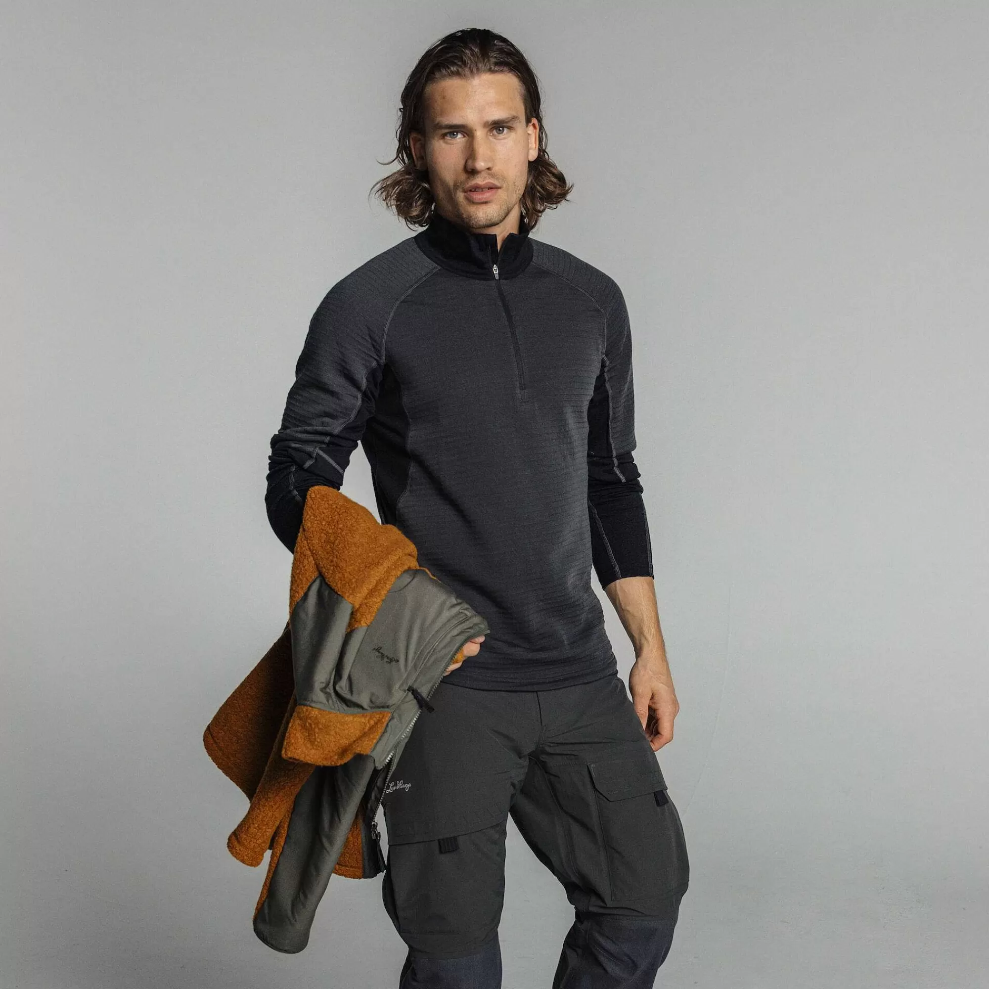 Lundhags Grunnlag>Prime Merino Wool Half Zip Baselayer Topp Herre